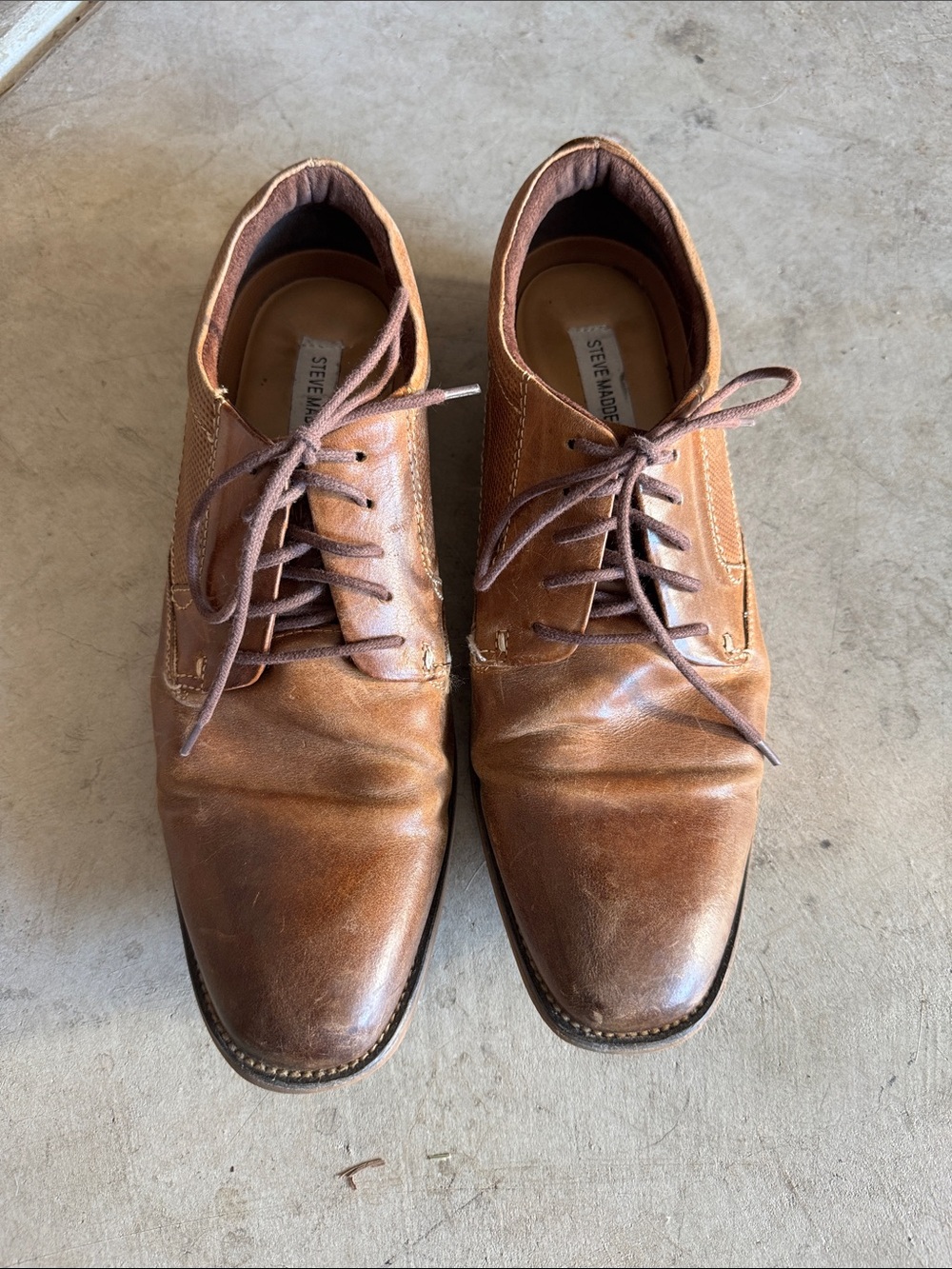 Steve Madden Brown Leather Lace-Up Oxfords